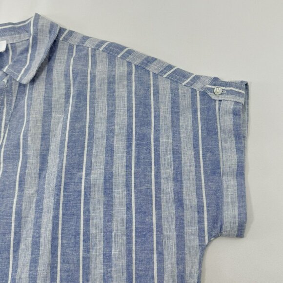 Sigrid Olsen Linen Blouse Top Women Size S Stripe Collar Oversized Loose Relaxed - Picture 10 of 11